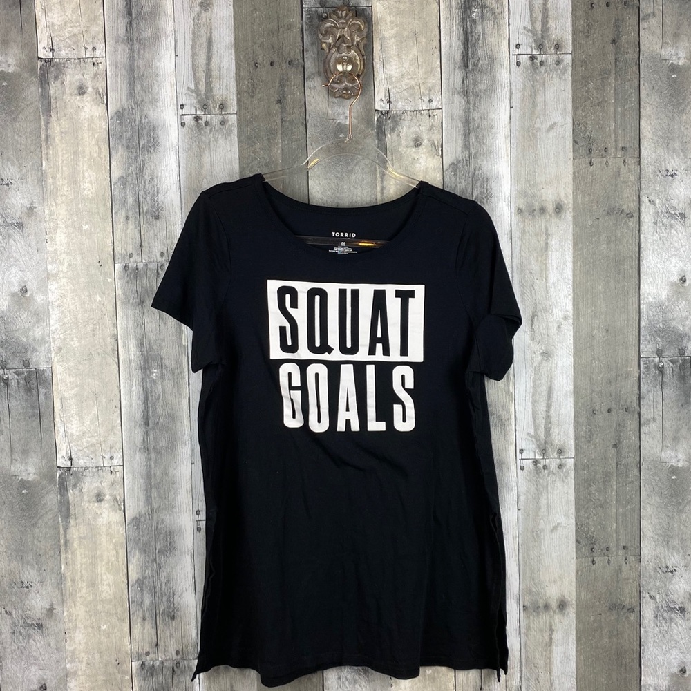 Torrid Active Black Squat Goals Tee Size 00/10 - Picture 4 of 11